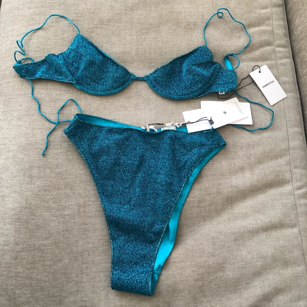 UNWORN Oséree blue sparkle bikini medium NWT - Picture 7 of 13
